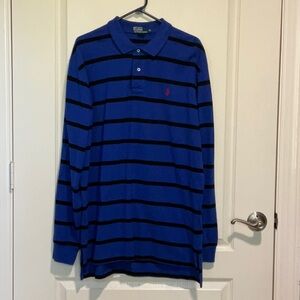 Polo by Ralph Lauren Men's XL Royal Blue Striped Long Sleeve Polo